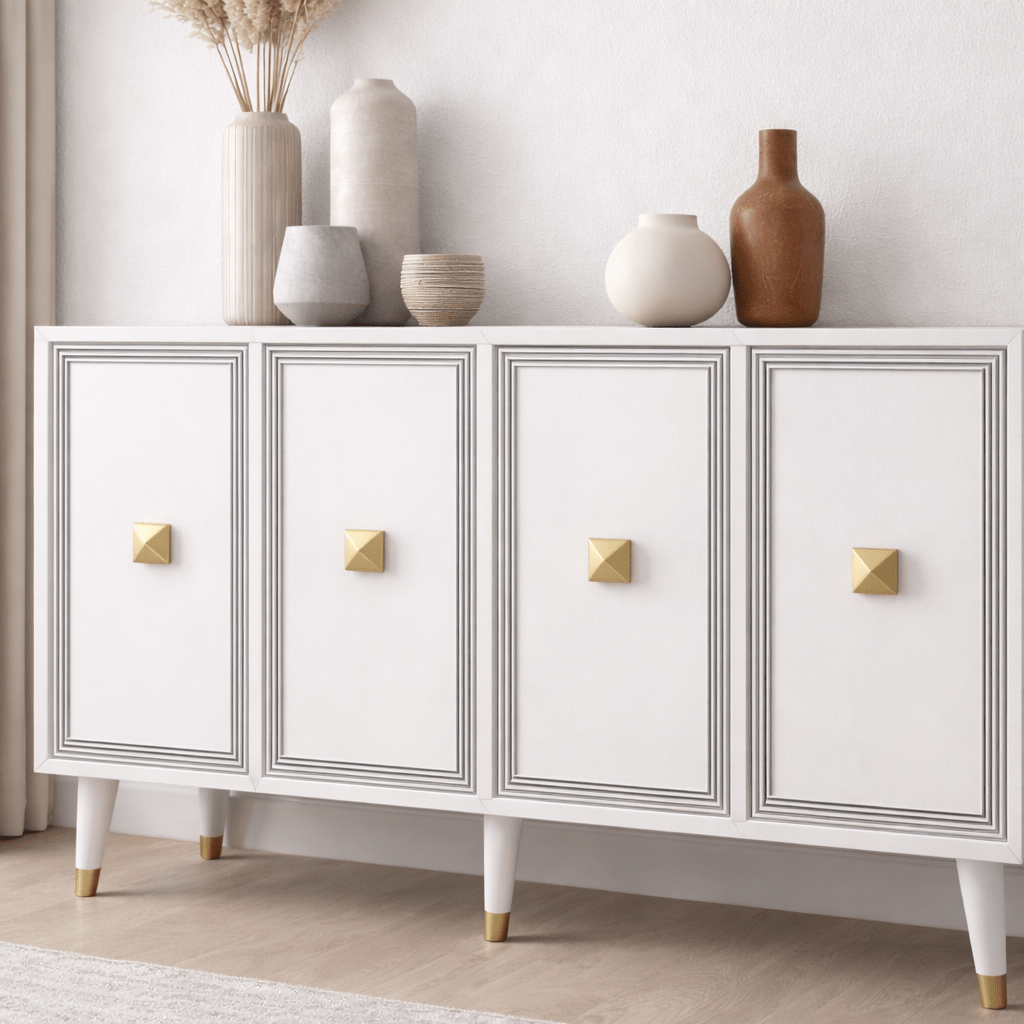Modern Sideboard Ansel White–Gold Melamine 120 cm