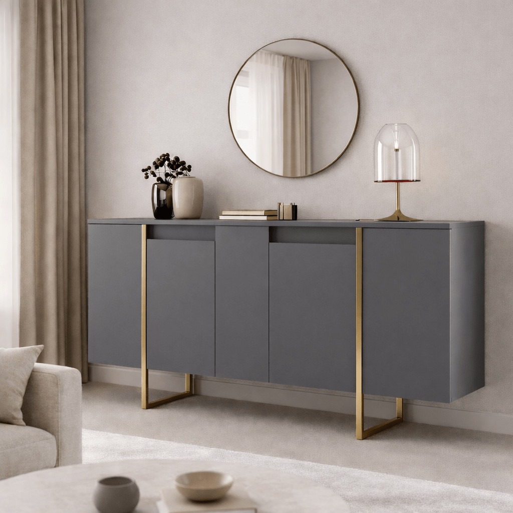 Modern Sideboard Anthracite Luxury 160x80x35 - Golden Frame