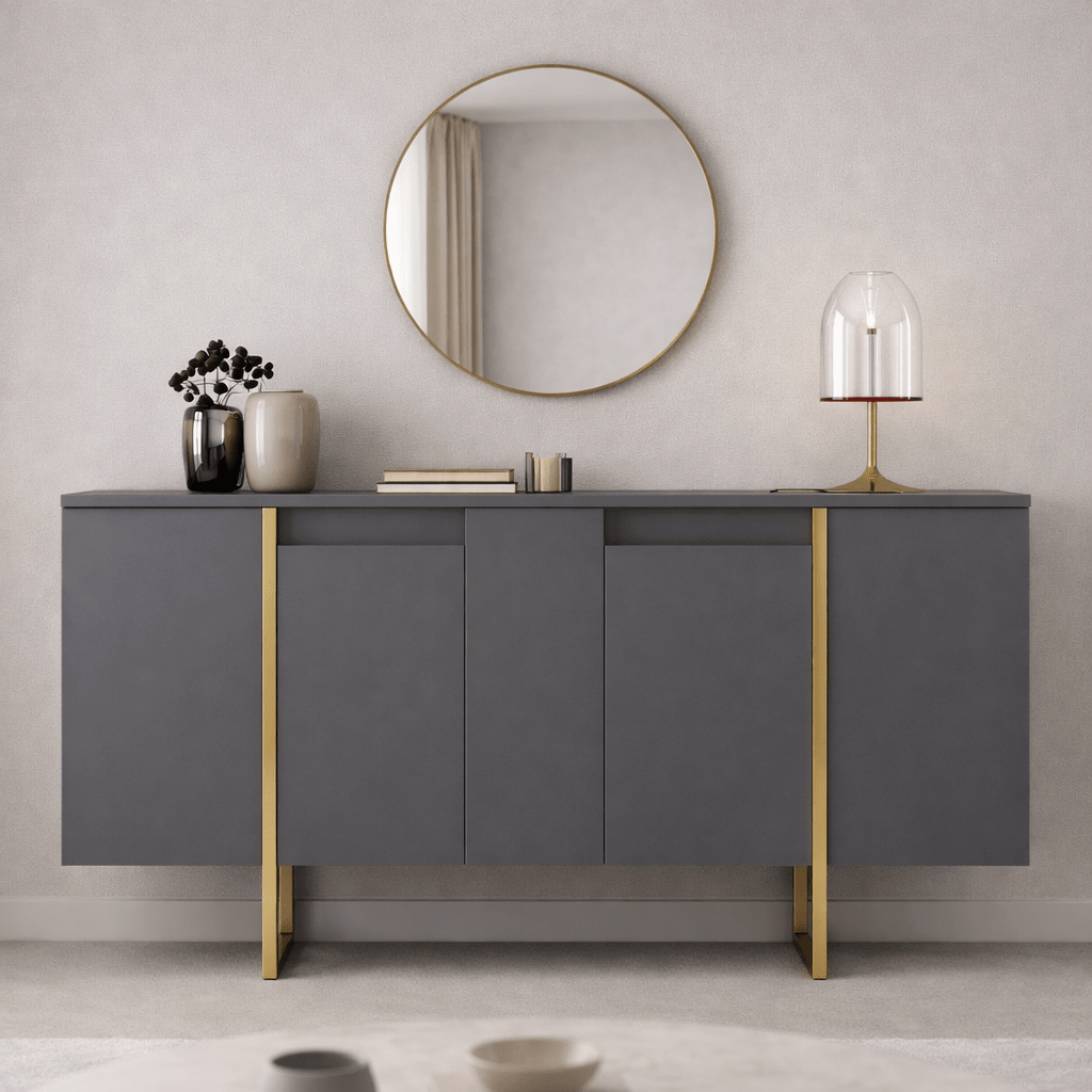 Modern Sideboard Anthracite Luxury 160x80x35 - Golden Frame
