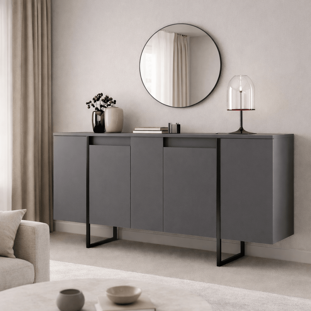 Modern Sideboard Anthracite Luxury 160x80x35 - Black Frame