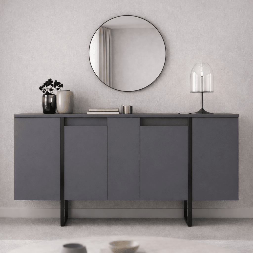 Modern Sideboard Anthracite Luxury 160x80x35 - Black Frame