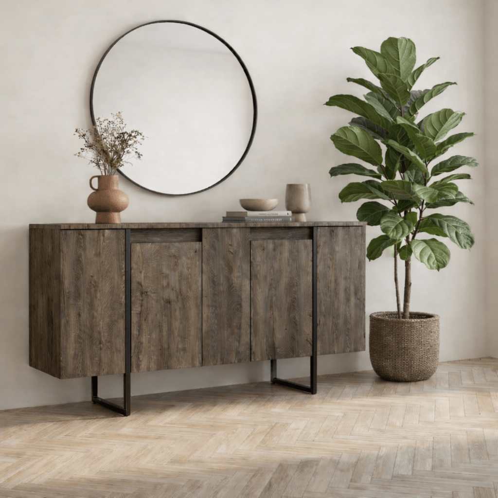 Modern sideboard Walnut Luxe 160x80x35 - Black frame