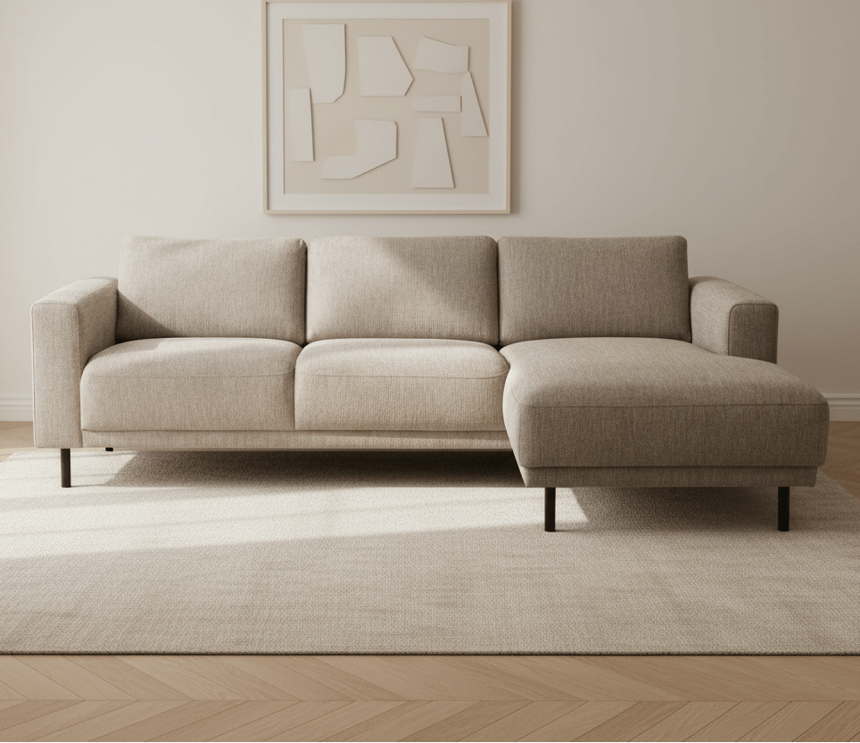 Modern Corner Sofa Right Taupe Fabric Aniko with Chaise Longue 238x142x78 cm