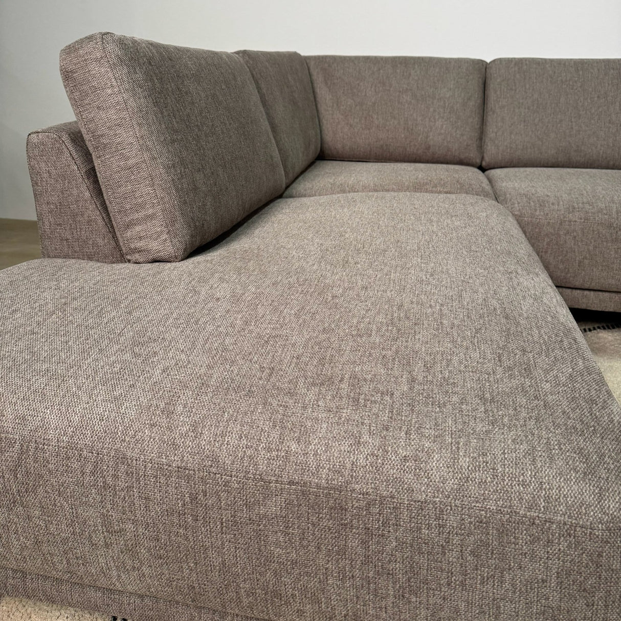 Modern U-Shape Couch Corner Sofa Left Taupe Fabric Aniko 310x197x78 cm