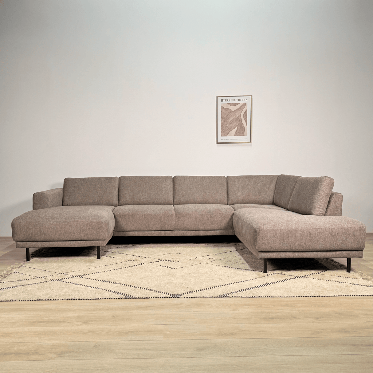 Modern U-Shape Corner Sofa Right Taupe Fabric Aniko 310x197x78 cm