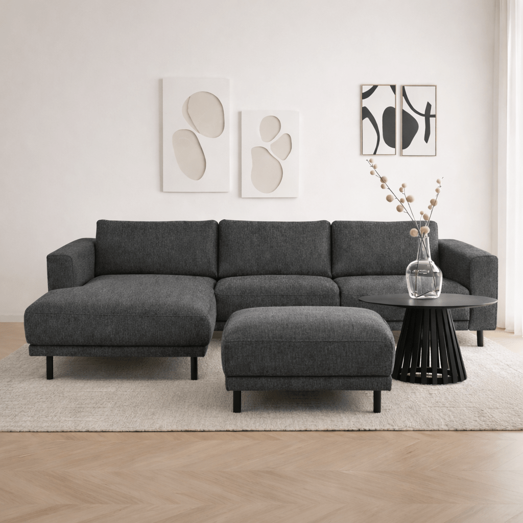 Modern 3-seater Corner Sofa Right Anthracite Fabric Aniko with Lounger 240x197x78 cm