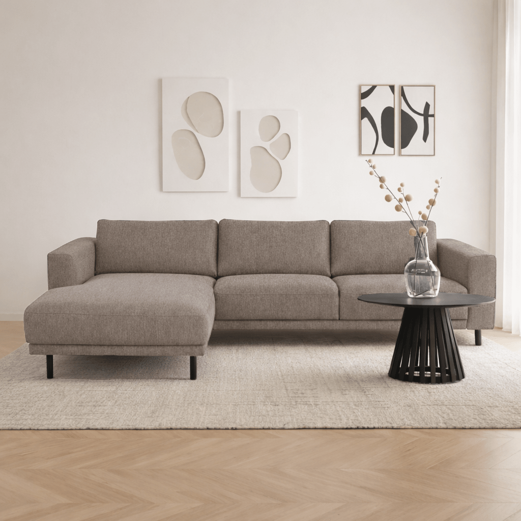 Modern Corner Sofa Left Taupe Fabric Aniko with Chaise Longue 238x142x78 cm