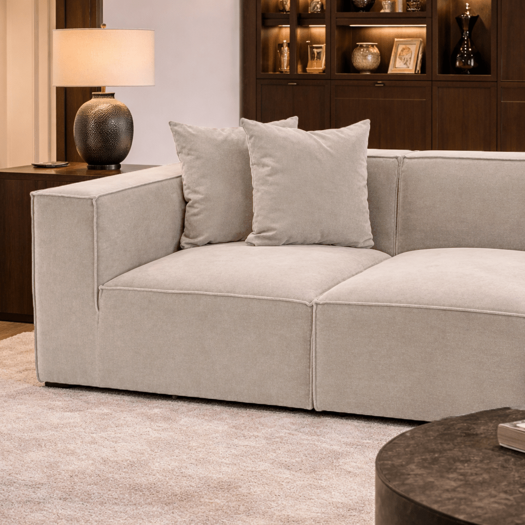 Banken - Modulaire XXL hoekbank beige linnen 430 cm breed Sora - Dimehouse