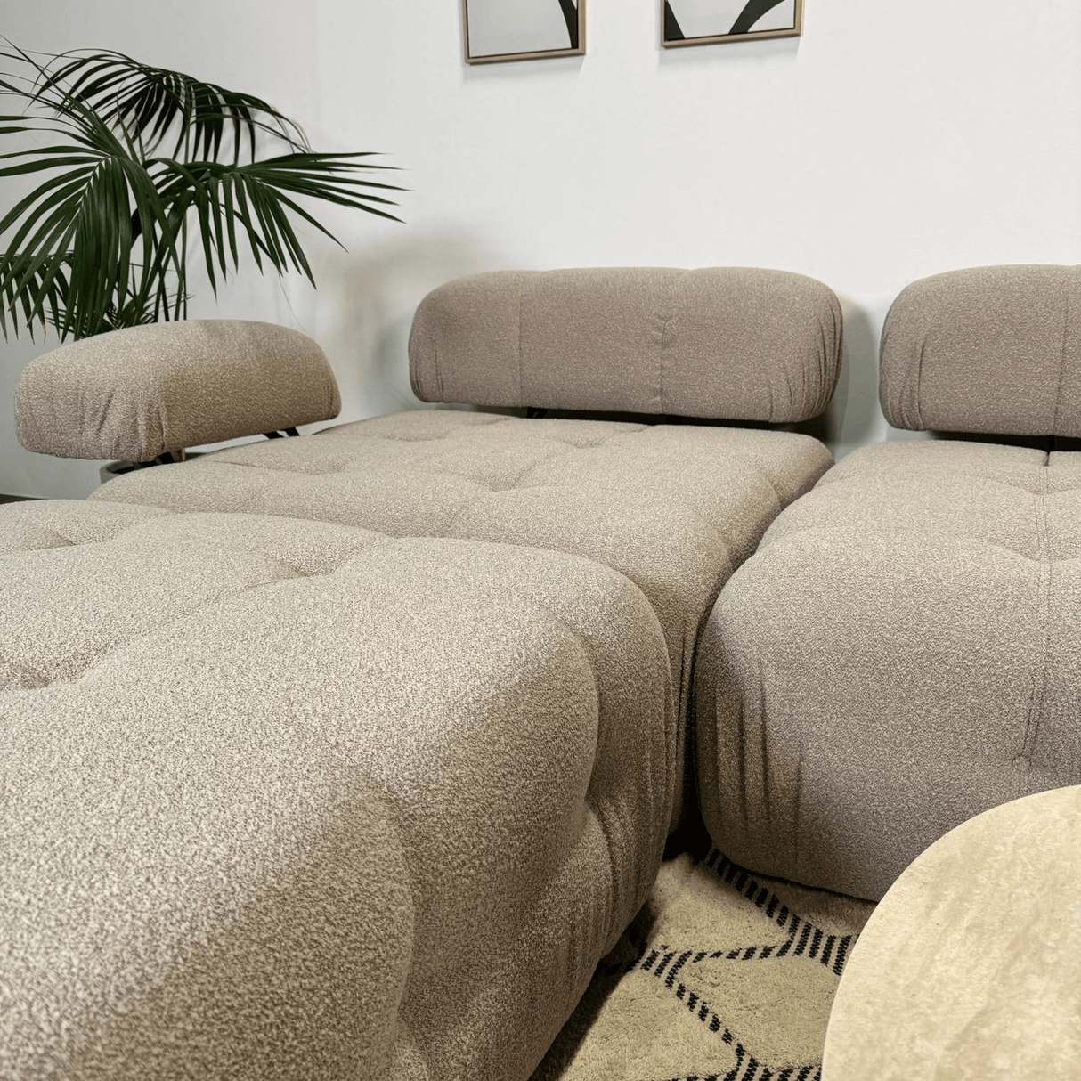 Modular Bank 3-seater with Hocker Doblo Beige