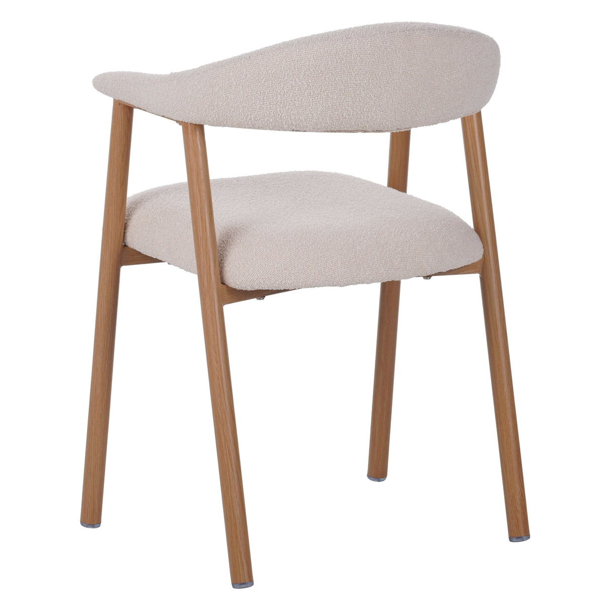 Japandi Dining Chair Ivory Bouclé Suki - Oak Look Frame - With Armrests