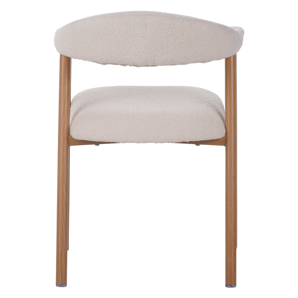 Japandi Dining Chair Ivory Bouclé Suki - Oak Look Frame - With Armrests