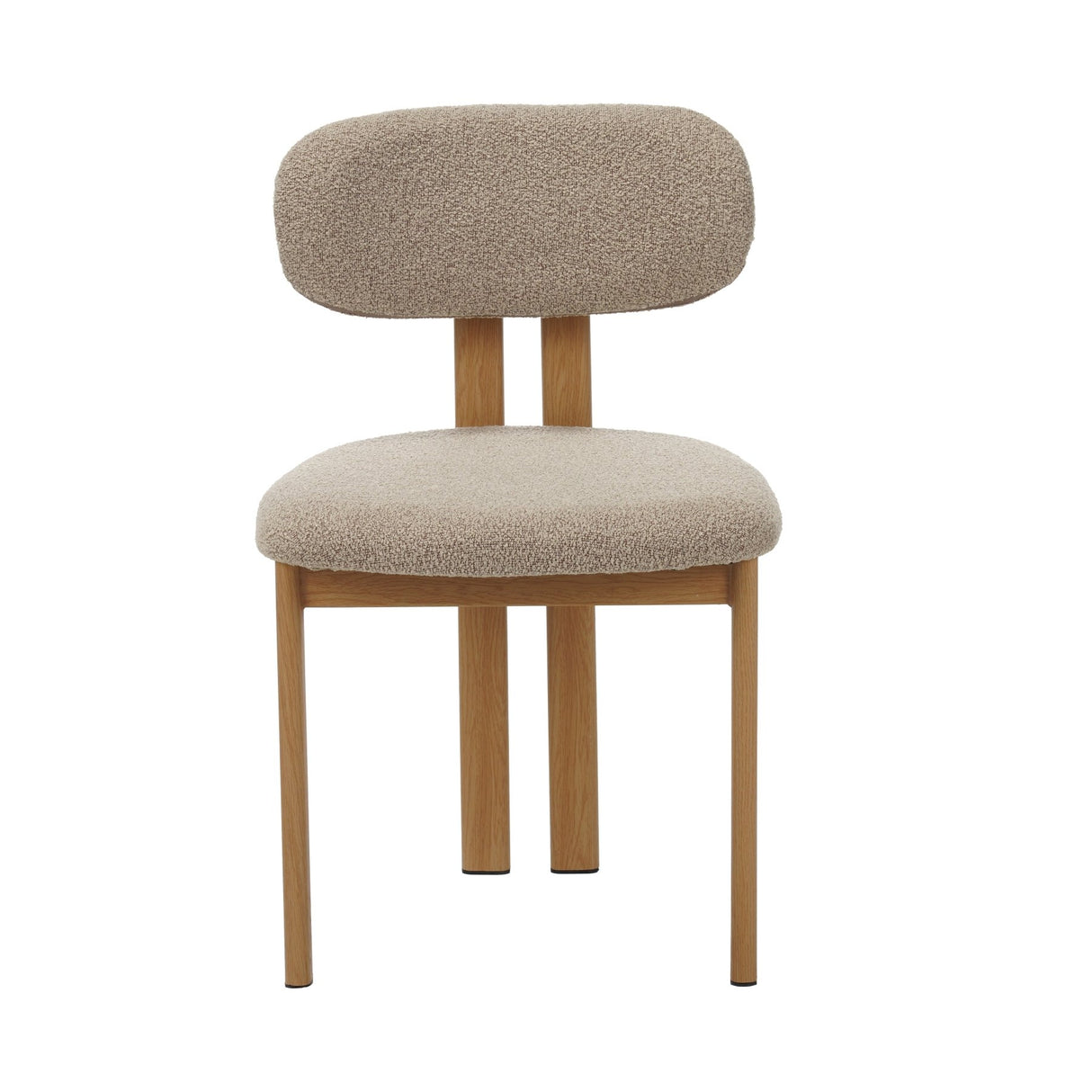 Japandi Dining Chair Miyo Bouclé Sand Color - Oak Look Frame