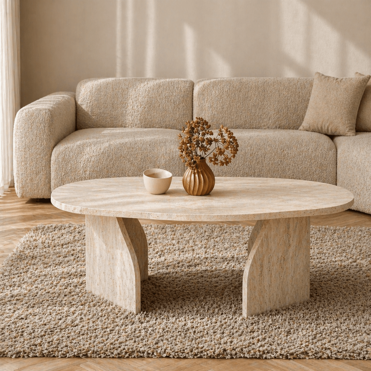 Organic Coffee Table Walnut Melamine Rack - 105x65 cm