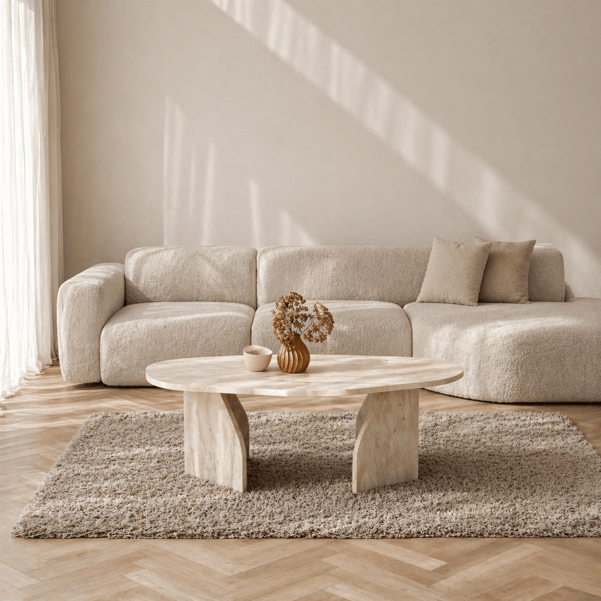 Organic Coffee Table Walnut Melamine Rack - 105x65 cm