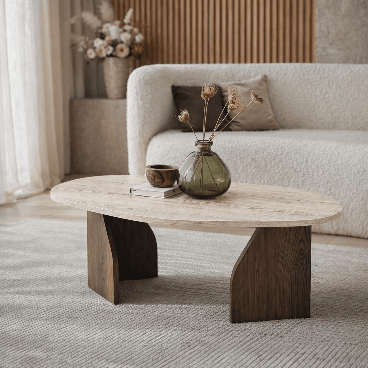 Organic Coffee Table Walnut Melamine Rack - 105x65 cm