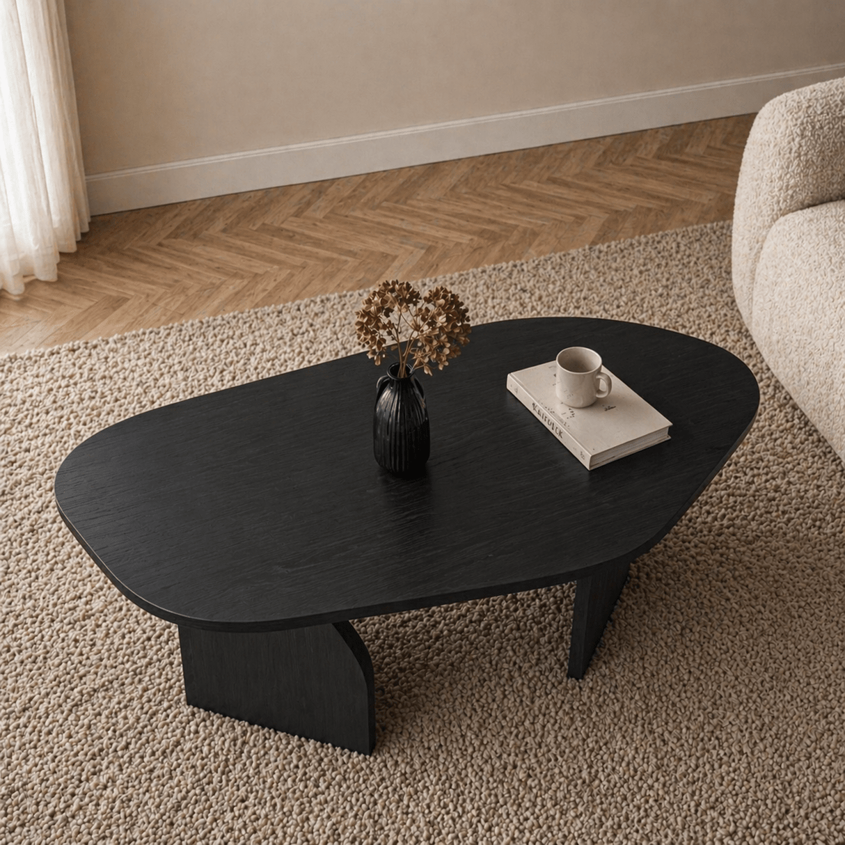 Organic Coffee Table Black Melamine - 105x65 cm - Rack