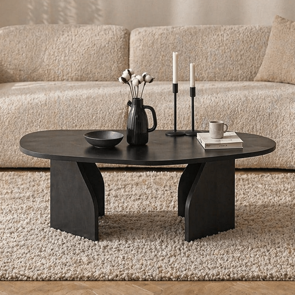 Organic Coffee Table Black Melamine - 105x65 cm - Rack