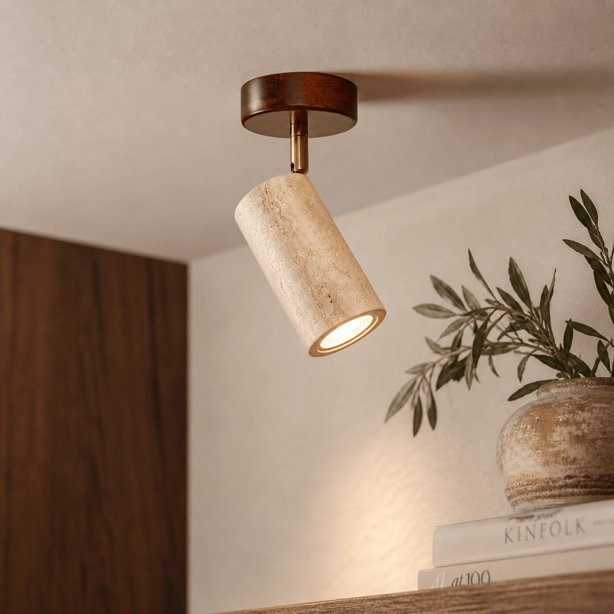Ceiling lamp spot – Walnut & Travertine - Akari