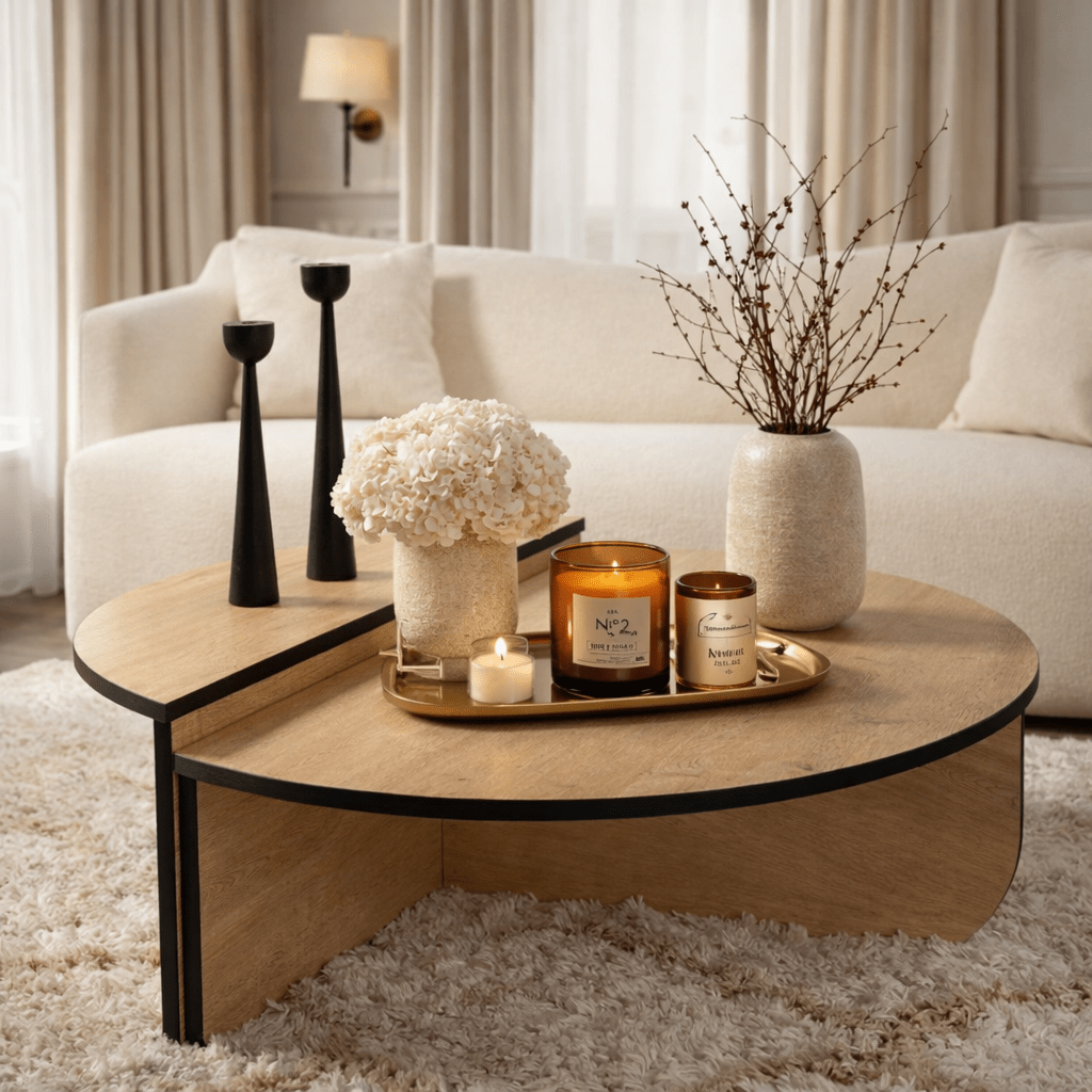 Round Coffee Table 85 cm Natural Oak Look Melamine Orin