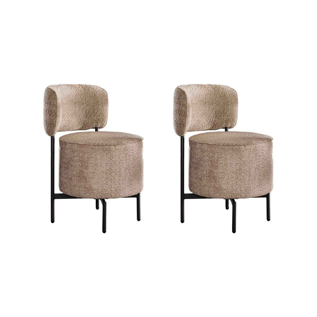 Set of 2 dining chairs Dante Bouclé sand and swivel