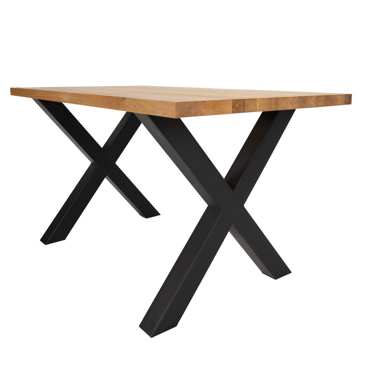 Industrial Dining Table Oak X-leg Black Rover