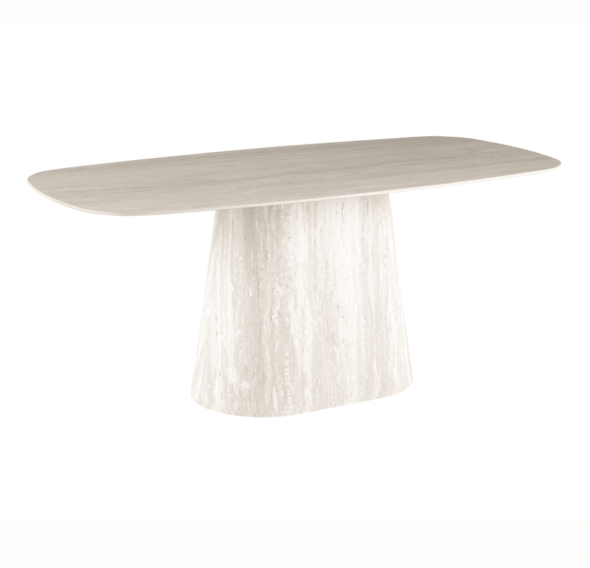 Dining tables-Sintered Stone Marble Look Travertine Dining Table Lea 180x90 cm - Danish Oval-Dimehouse