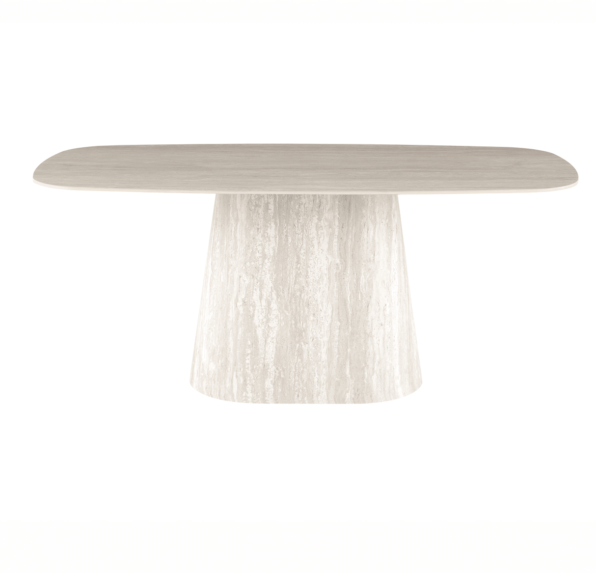 Dining tables-Sintered Stone Marble Look Travertine Dining Table Lea 180x90 cm - Danish Oval-Dimehouse
