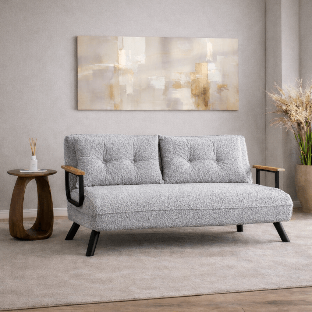 2-seater Sofa Bed Sando Gray Teddy Fabric