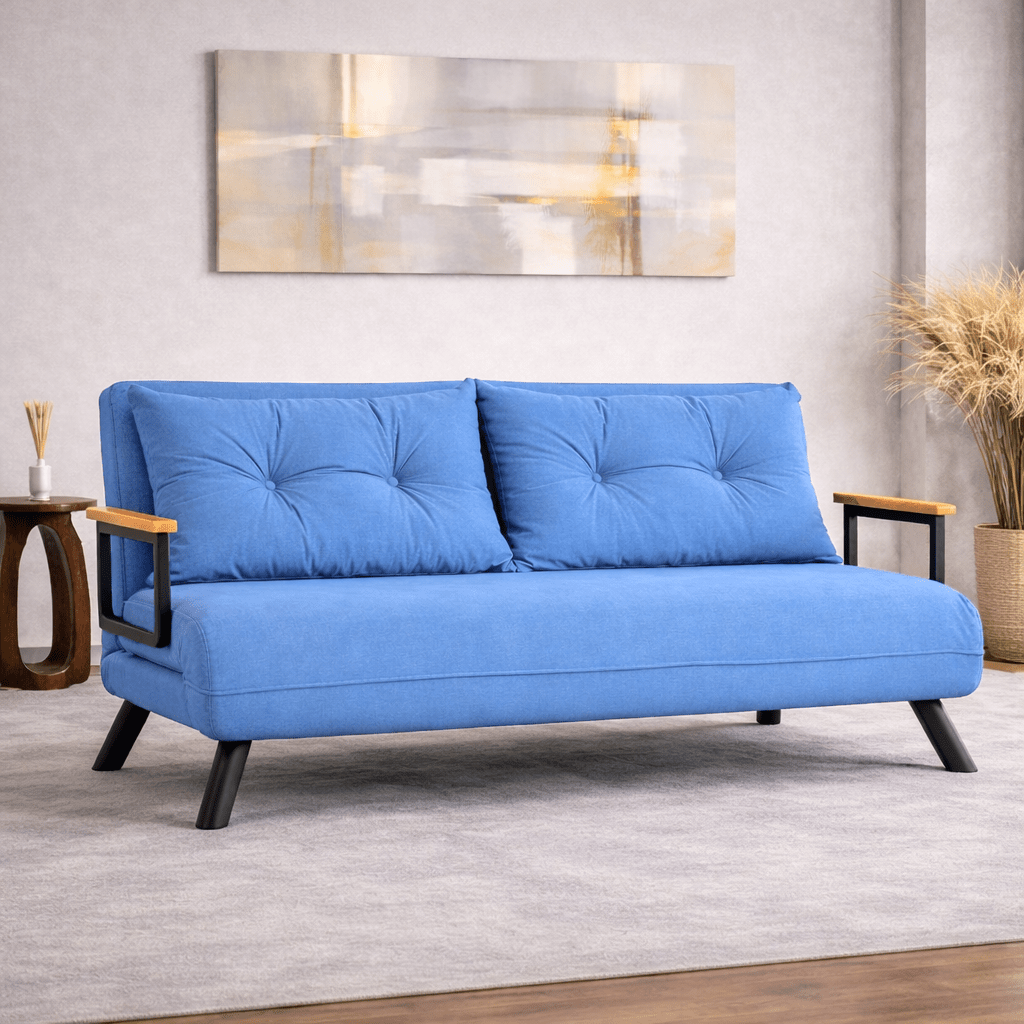 2-seater sofa bed Sando blue