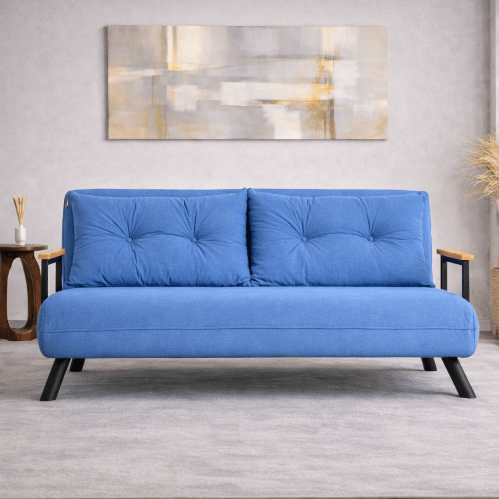 2-seater sofa bed Sando blue