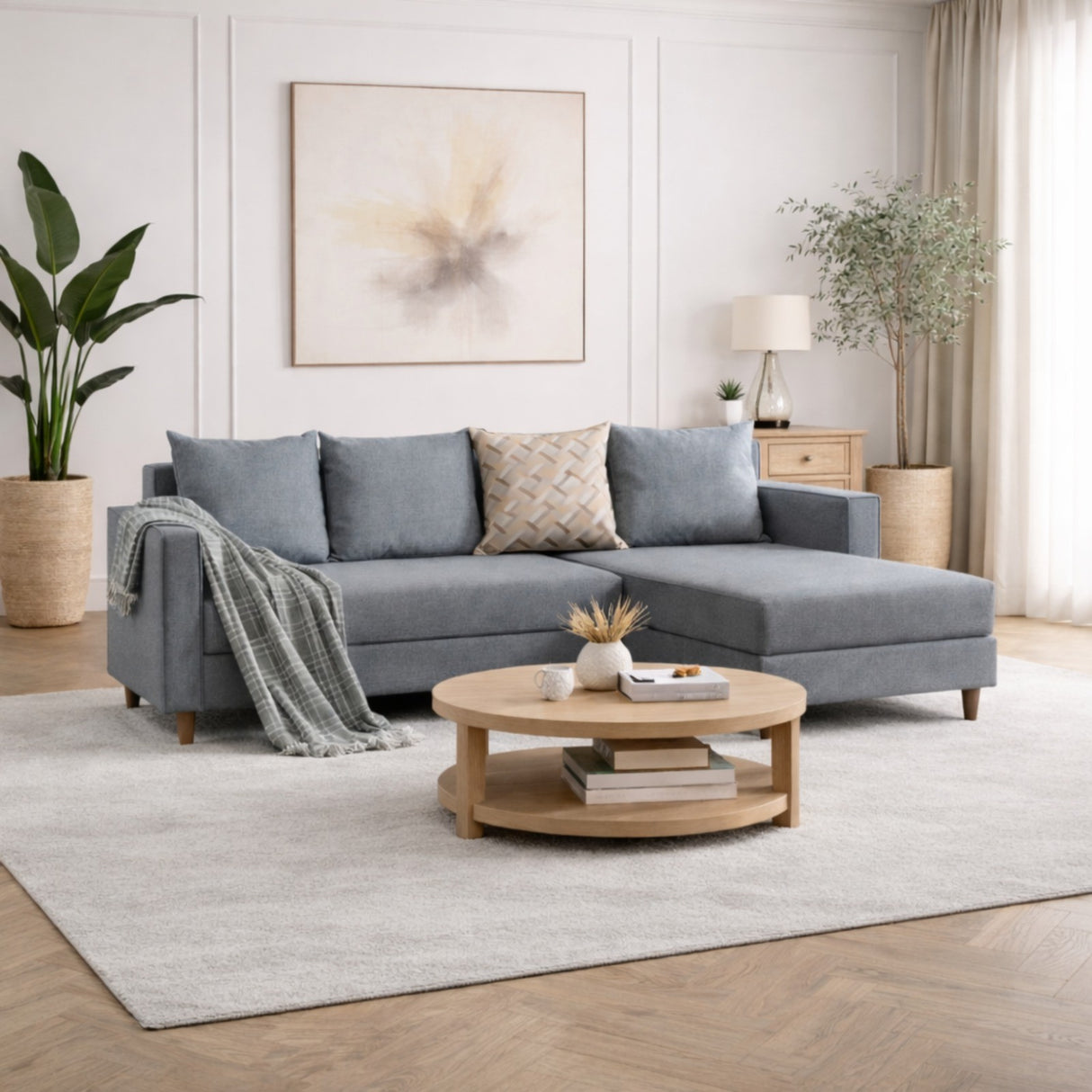 Corner sofa with sleeping function on the right Aydam Blue
