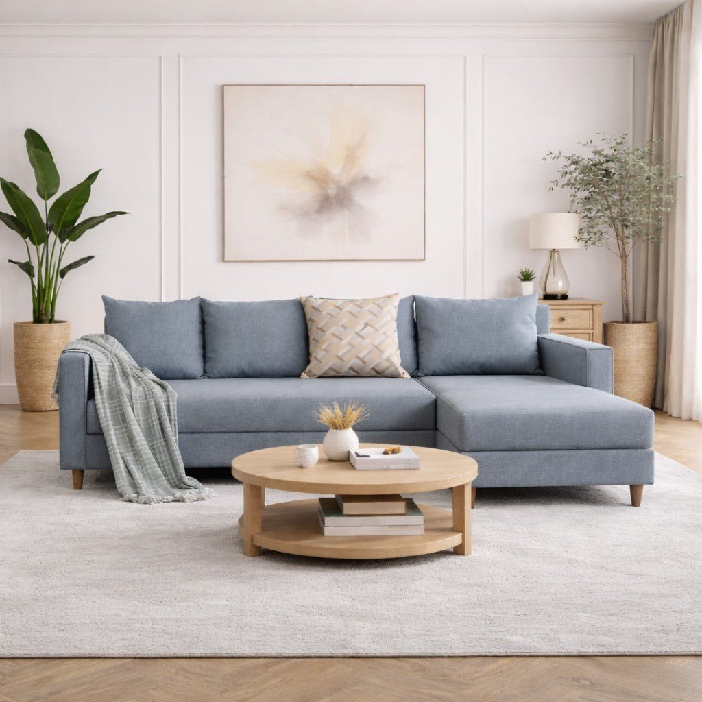 Corner sofa with sleeping function on the right Aydam Blue
