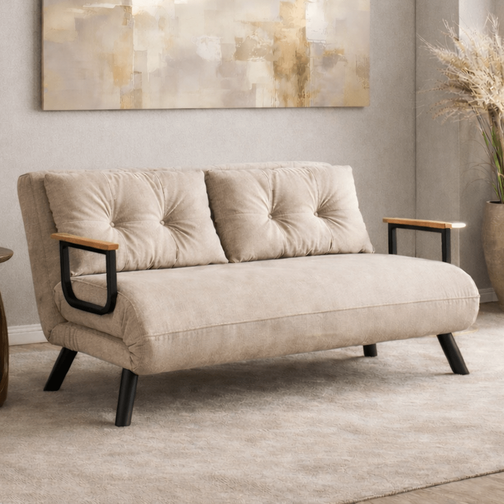 2-seater Sofa Bed Sando Fabric Cream