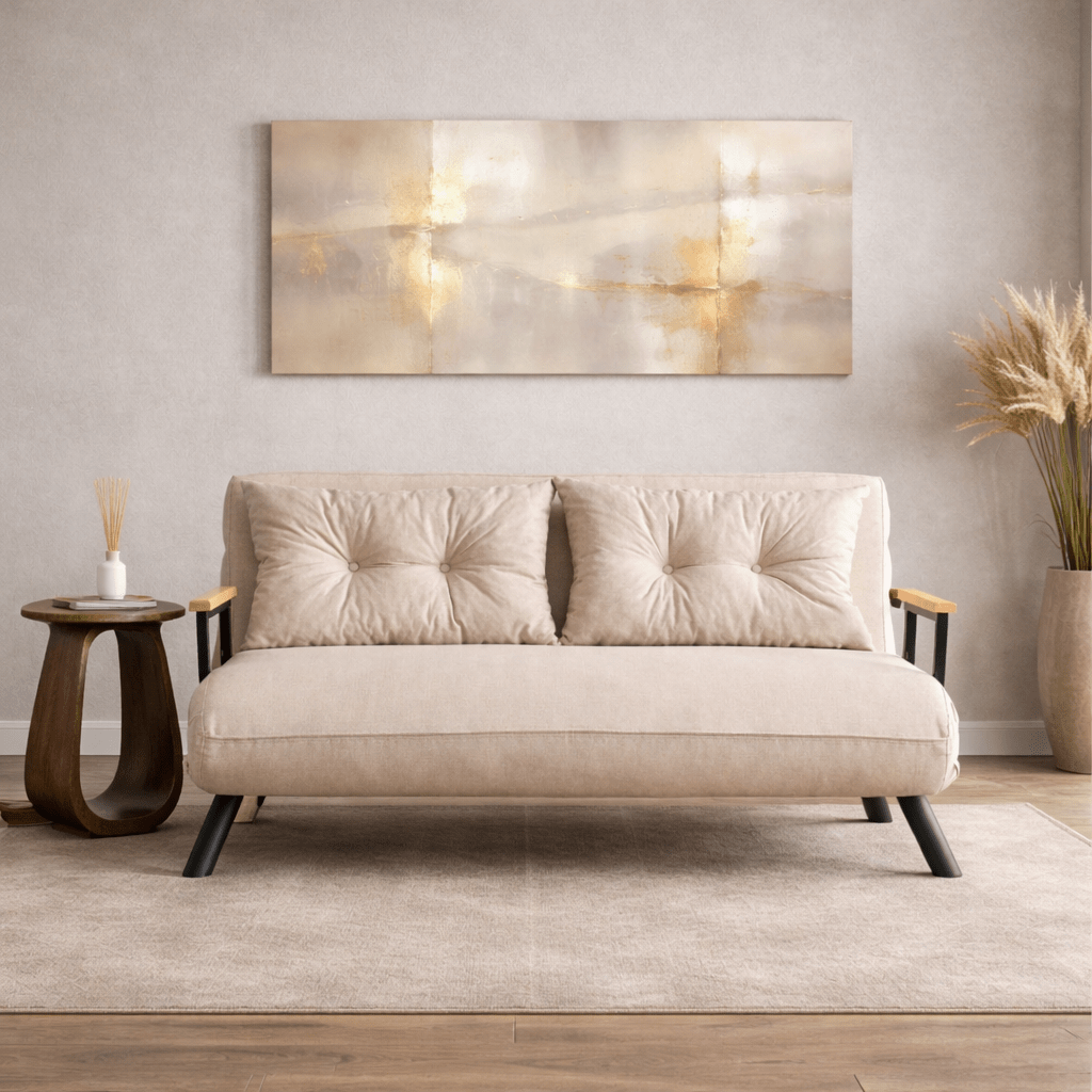 2-seater Sofa Bed Sando Fabric Cream