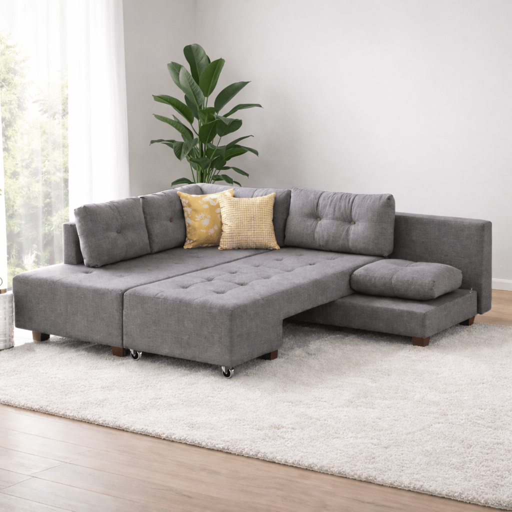 Corner sofa with sleeping function left manama gray