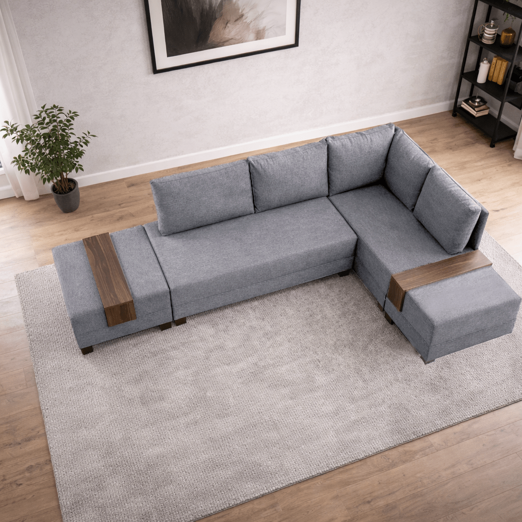 Banken - Slaapbank grijs stof - XXL 280 x 210 - Rechts - Fly - Dimehouse