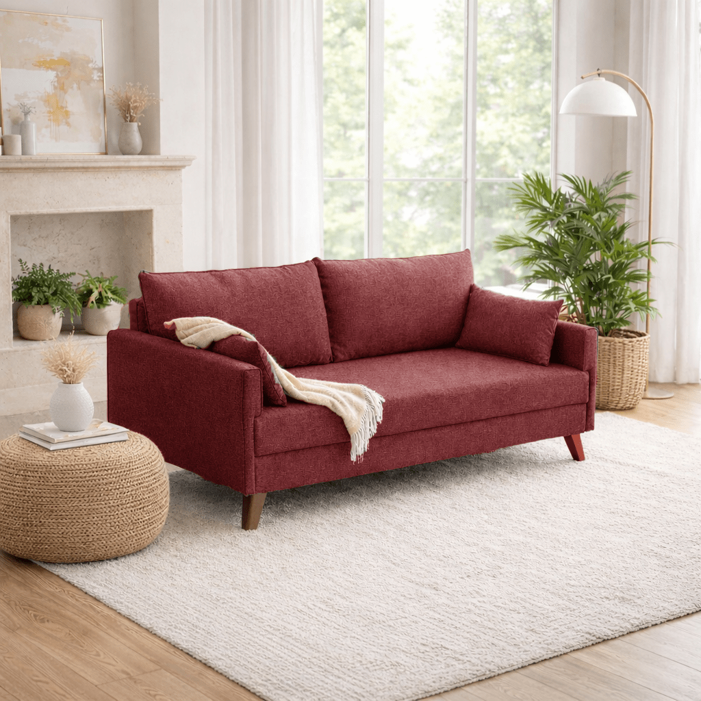 3-seater sofa bed Bella Claret Red
