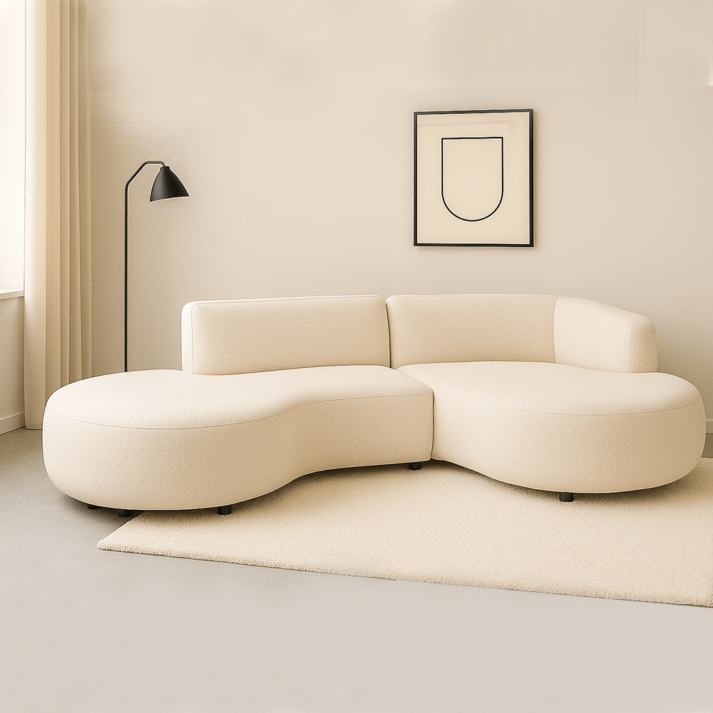 Corner sofa fully organic cream boucle Sophie - right