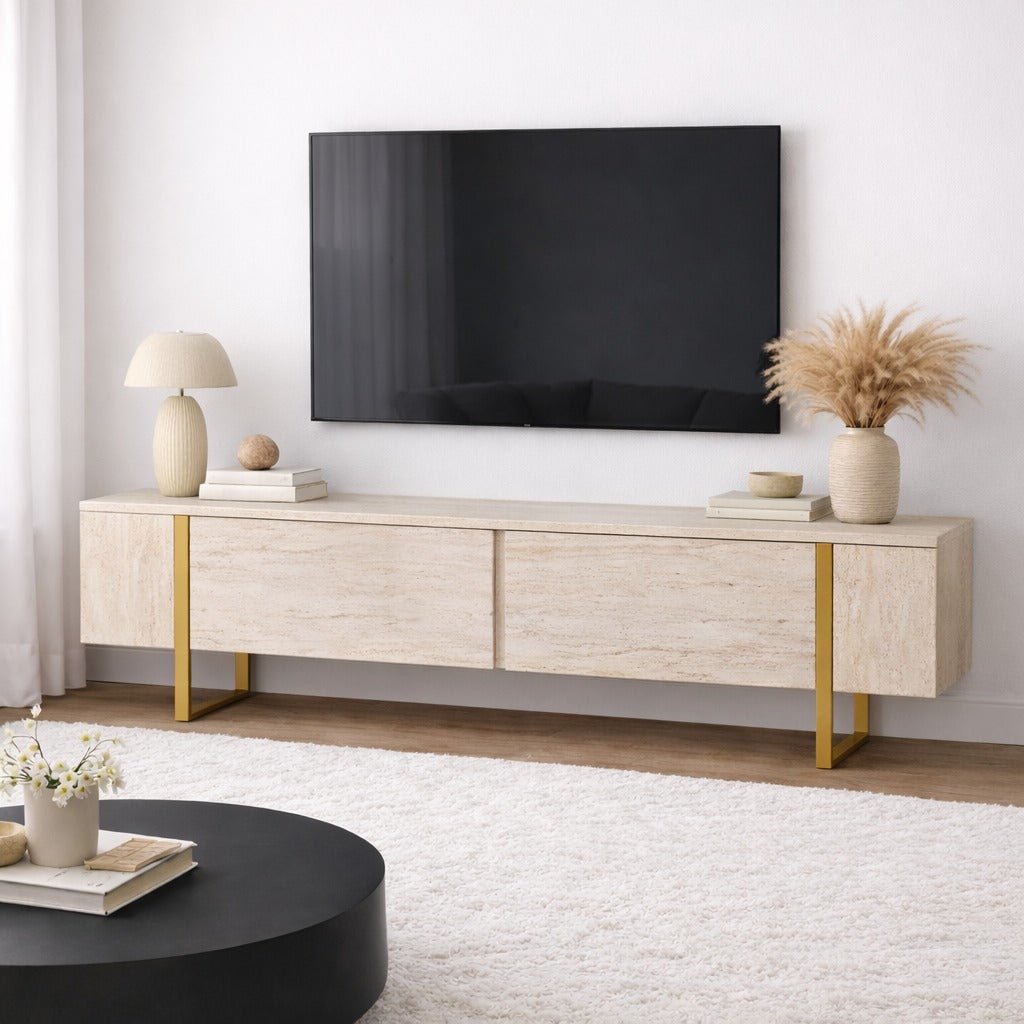 TV Unit Beige Melamine Fouden Frame Blitz 50x180x29.5 cm