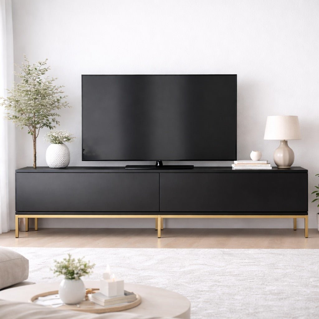 TV furniture Lord black gold melamine 180x47x30 cm