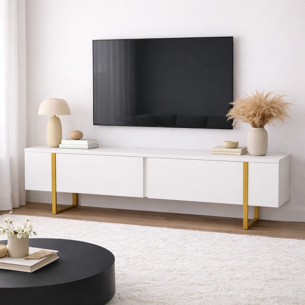 TV Cabinet White Melamine Blitz 50x180x29.5 cm