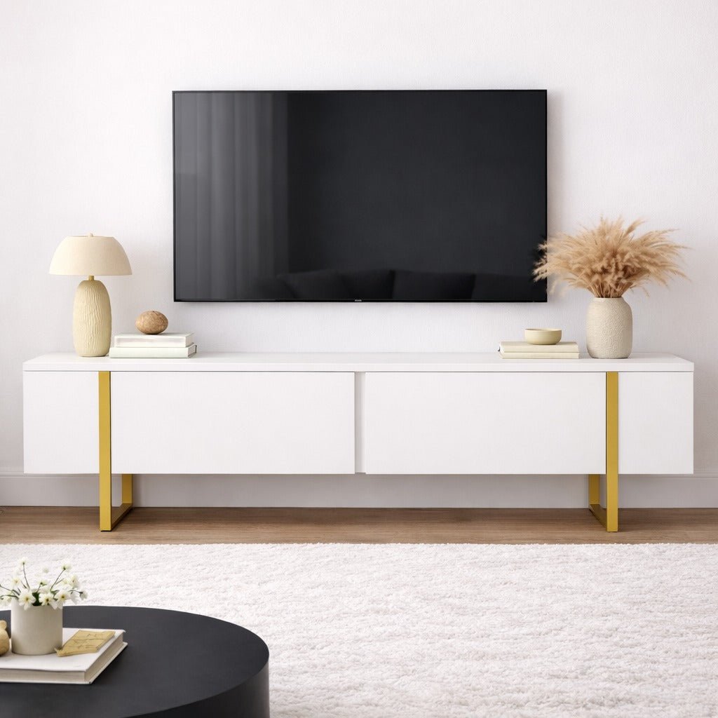 TV Cabinet White Melamine Blitz 50x180x29.5 cm