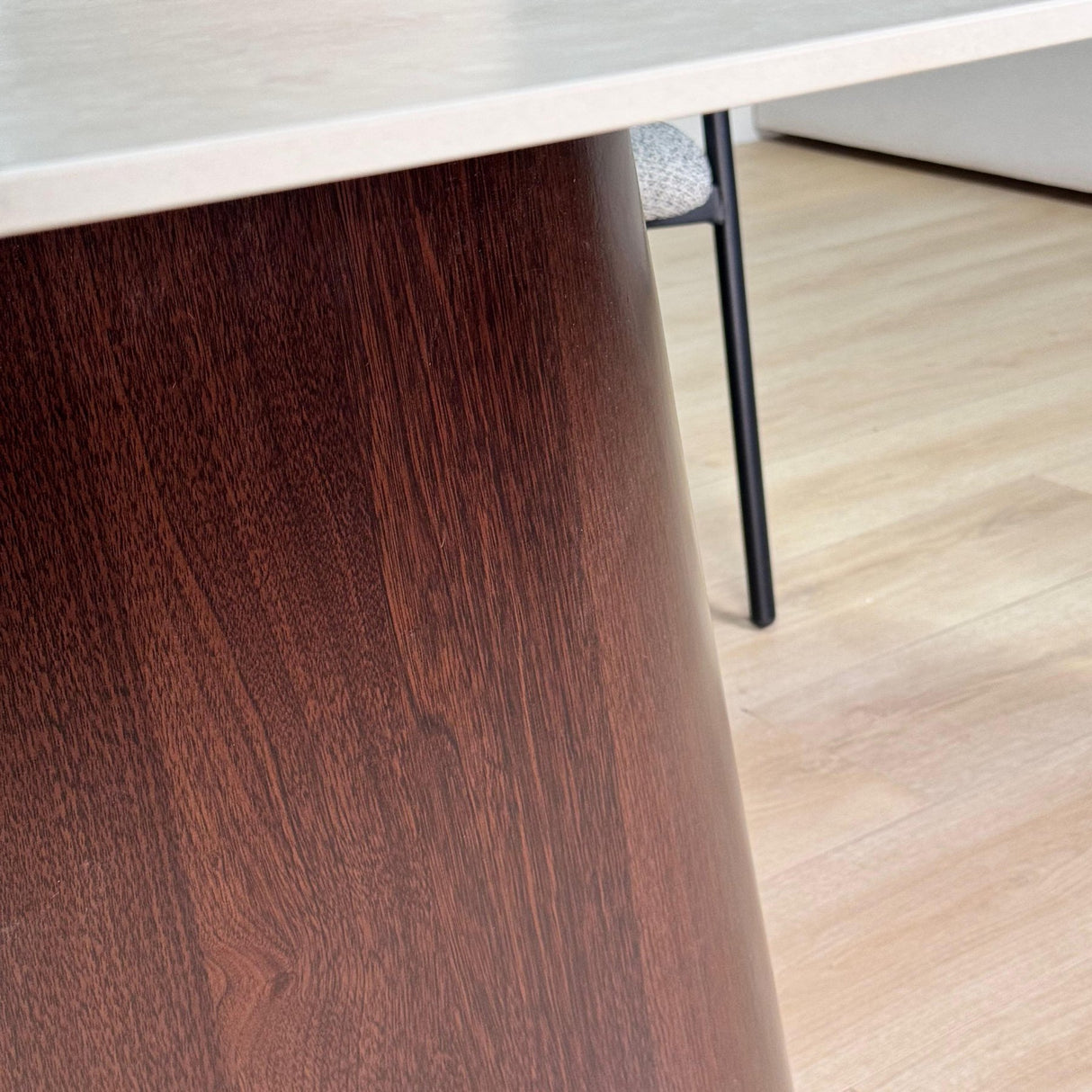 Sintered Stone Marble Look Travertine Dining Table Lea 180x90 cm - Walnut Frame - Danish Oval