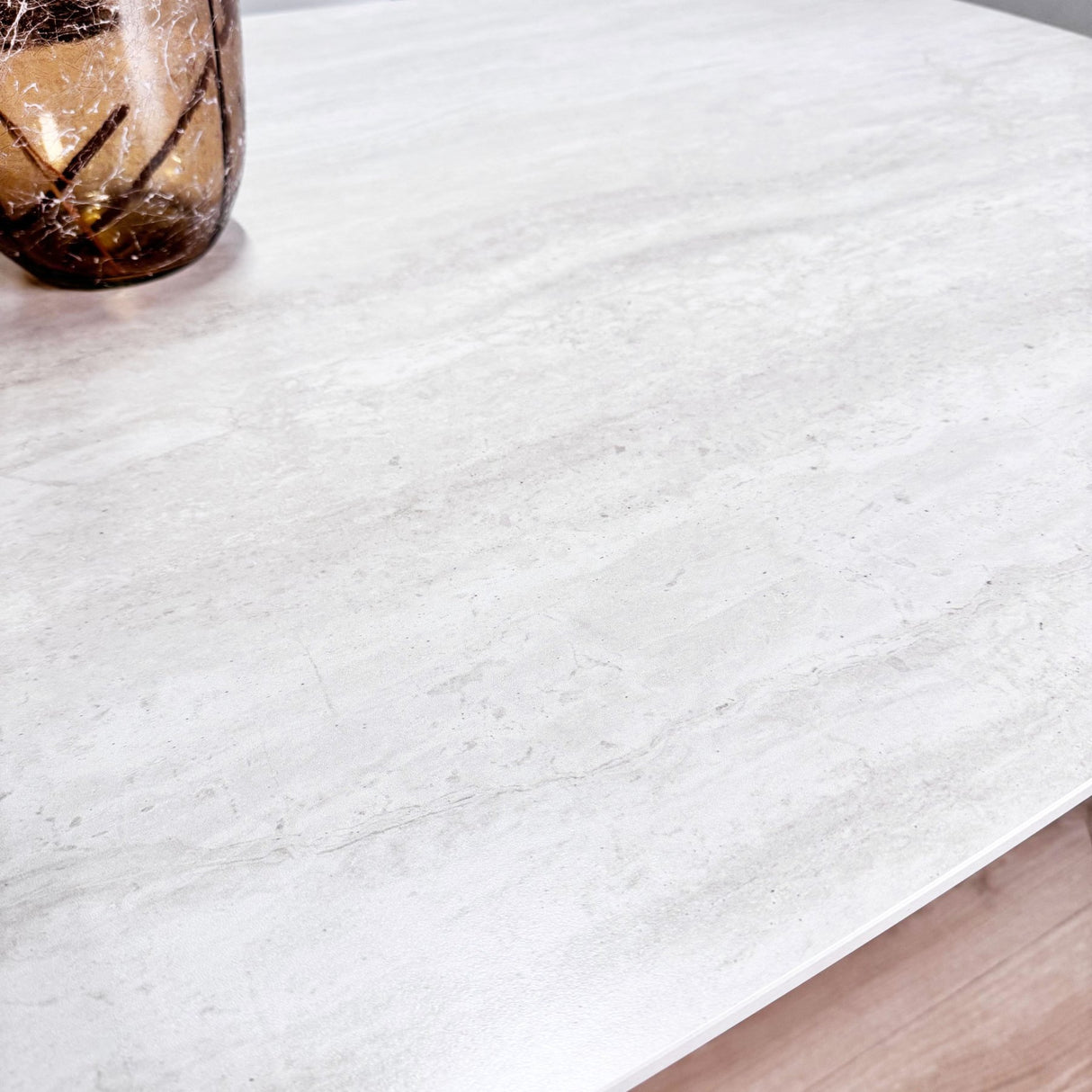 Sintered Stone Marble Look Travertine Dining Table Lea 180x90 cm - Danish Oval