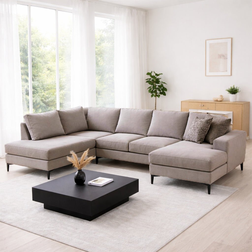 Sofas - U - sofa Corner sofa Gray Fabric 314x200 cm - Left - Porto - Dimehouse