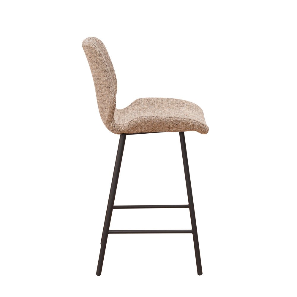 Beau Bar Stool Beige Chenille Fabric - 67 cm Seat Height - Without Armrests