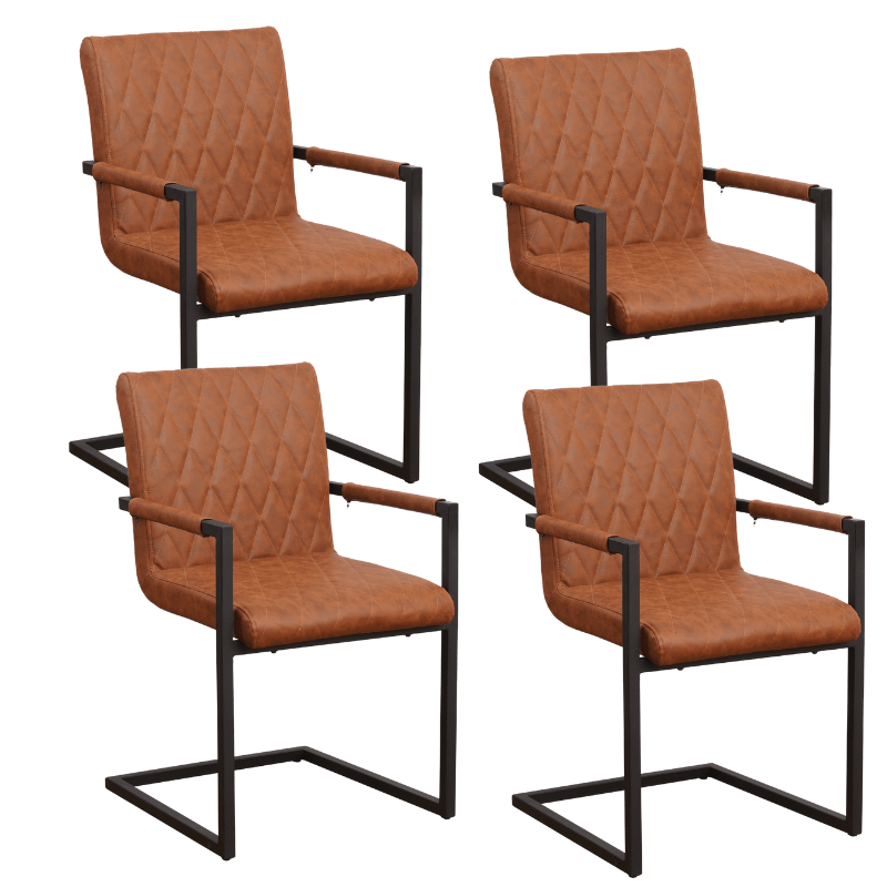 Industrial Dining Chair Cognac Ruben - With Armrests