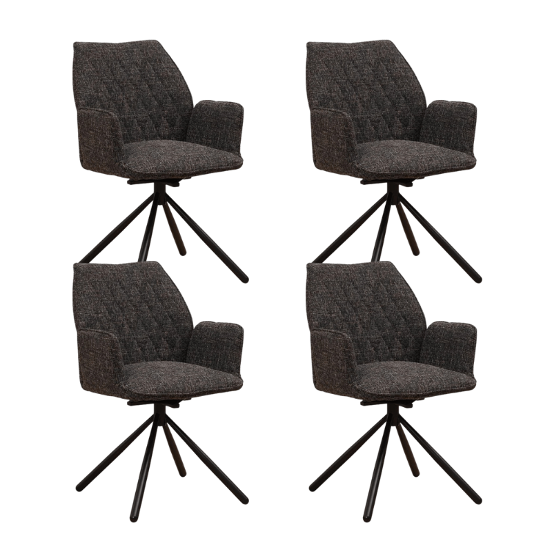 Swivel Dining Chair Black Novan Chenille - 180° Swivel