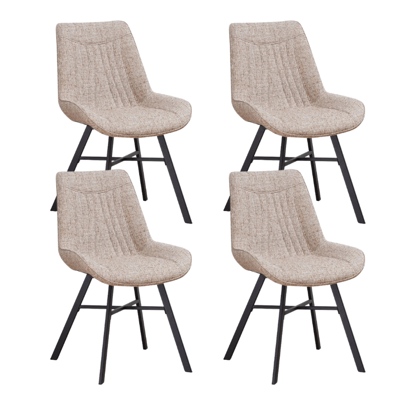 Set of 4 Dining Chairs Jada Chenille Fabric Beige - Without Armrests