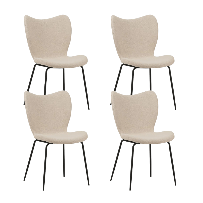 Dining Chair Beige Bouclé Fabric Sia - Without Armrests